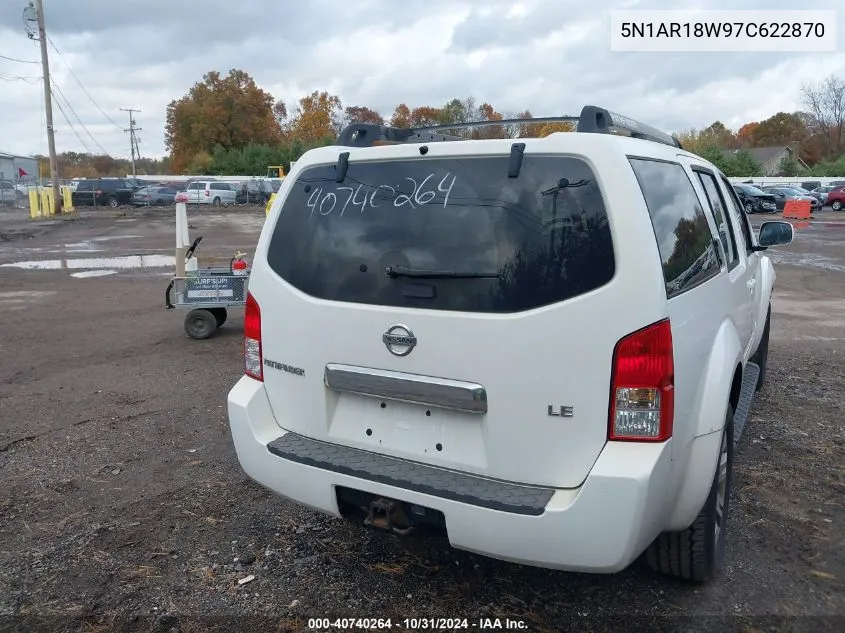 2007 Nissan Pathfinder Le VIN: 5N1AR18W97C622870 Lot: 40740264