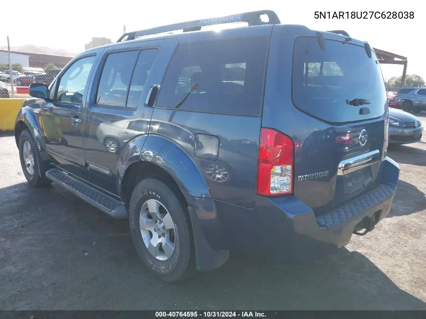 2007 Nissan Pathfinder Se VIN: 5N1AR18U27C628038 Lot: 40764595