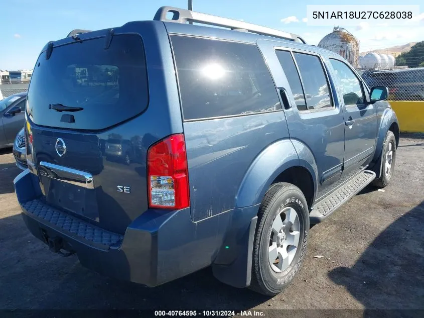 2007 Nissan Pathfinder Se VIN: 5N1AR18U27C628038 Lot: 40764595