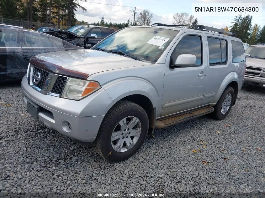 2007 Nissan Pathfinder Le VIN: 5N1AR18W47C634800 Lot: 40792251