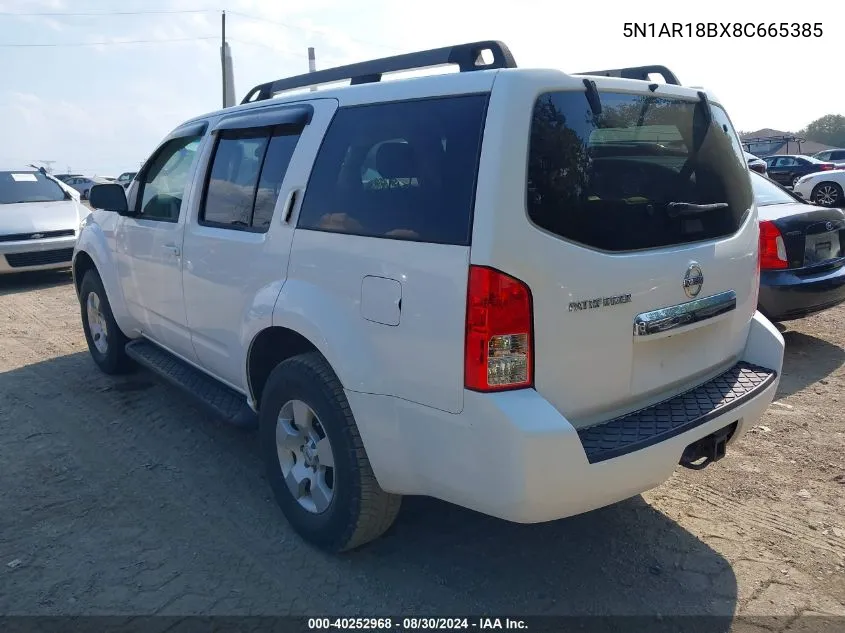 2008 Nissan Pathfinder S VIN: 5N1AR18BX8C665385 Lot: 40252968