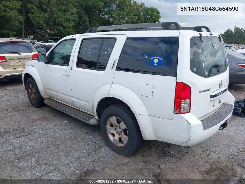 2008 Nissan Pathfinder S VIN: 5N1AR18U48C664590 Lot: 40261292