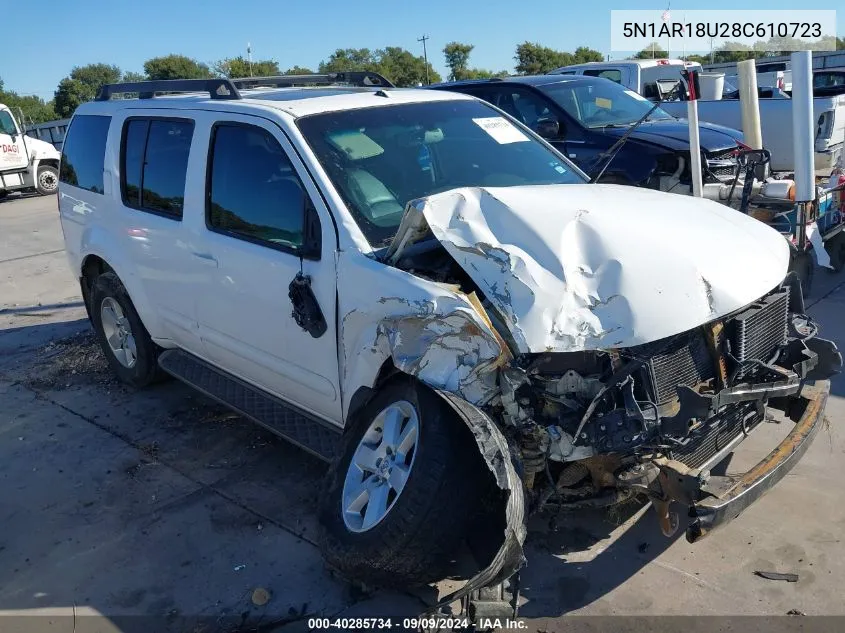 2008 Nissan Pathfinder Se VIN: 5N1AR18U28C610723 Lot: 40285734