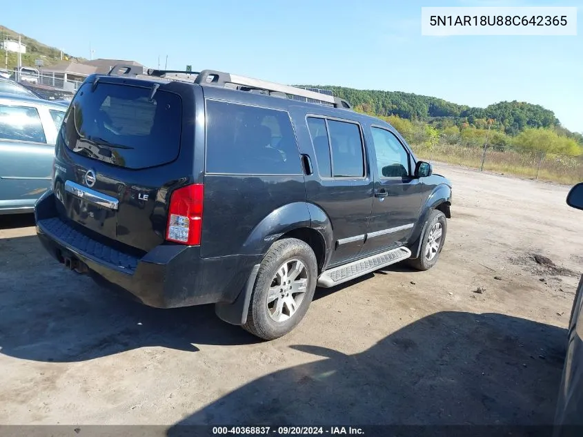 2008 Nissan Pathfinder Le VIN: 5N1AR18U88C642365 Lot: 40368837