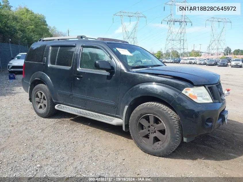 2008 Nissan Pathfinder Se VIN: 5N1AR18B28C645972 Lot: 40382757