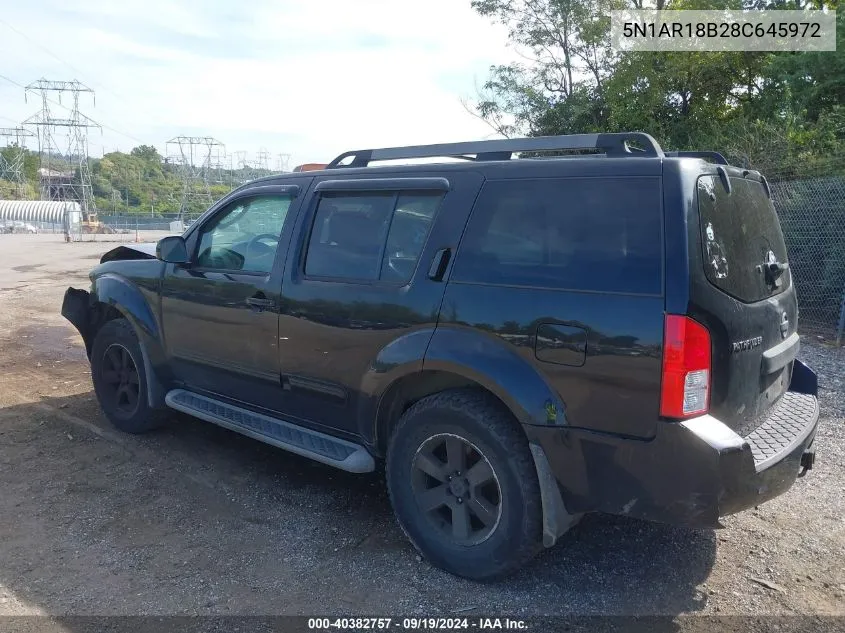 2008 Nissan Pathfinder Se VIN: 5N1AR18B28C645972 Lot: 40382757