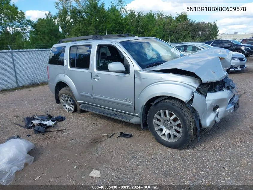 2008 Nissan Pathfinder Se V8 VIN: 5N1BR18BX8C609578 Lot: 40385430