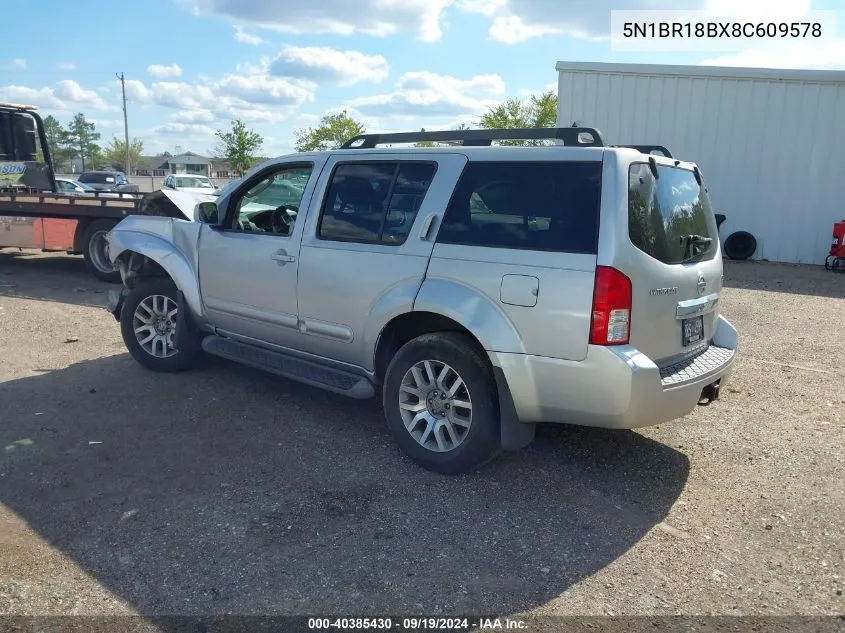 2008 Nissan Pathfinder Se V8 VIN: 5N1BR18BX8C609578 Lot: 40385430