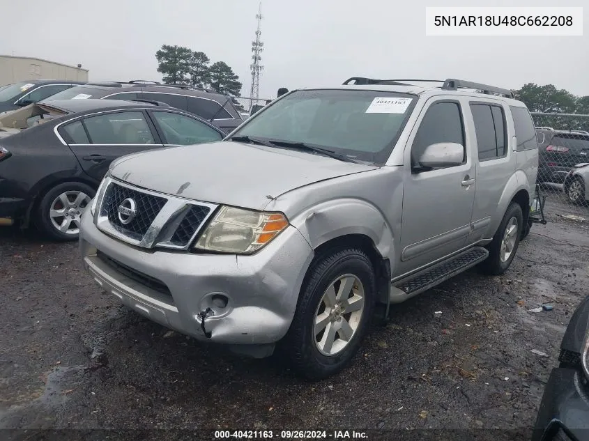 2008 Nissan Pathfinder Se VIN: 5N1AR18U48C662208 Lot: 40421163