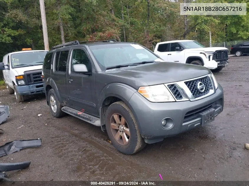 2008 Nissan Pathfinder Le/S/Se/Se Off-Road VIN: 5N1AR18B28C657216 Lot: 40425291