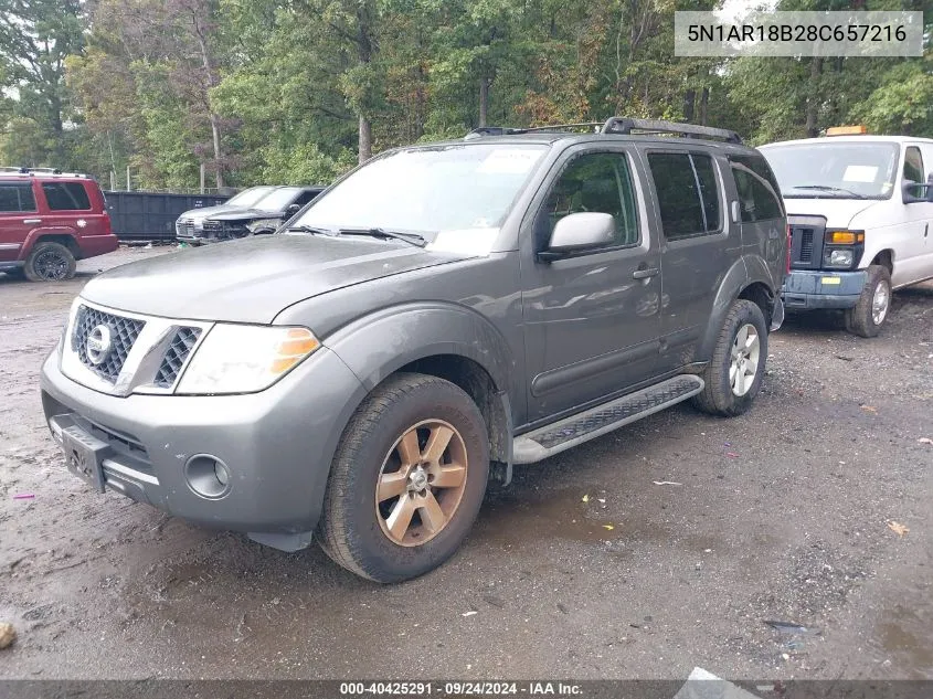 2008 Nissan Pathfinder Le/S/Se/Se Off-Road VIN: 5N1AR18B28C657216 Lot: 40425291