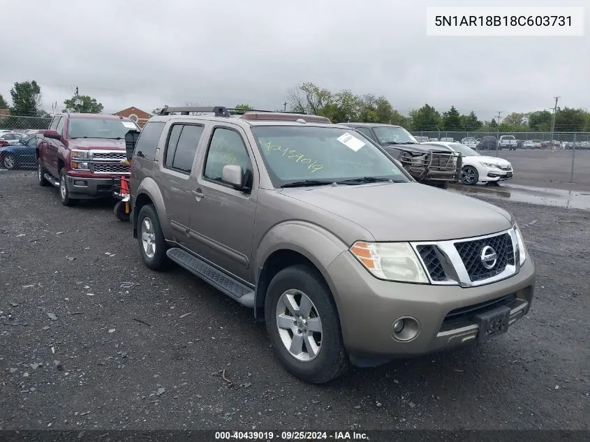 2008 Nissan Pathfinder Se VIN: 5N1AR18B18C603731 Lot: 40439019