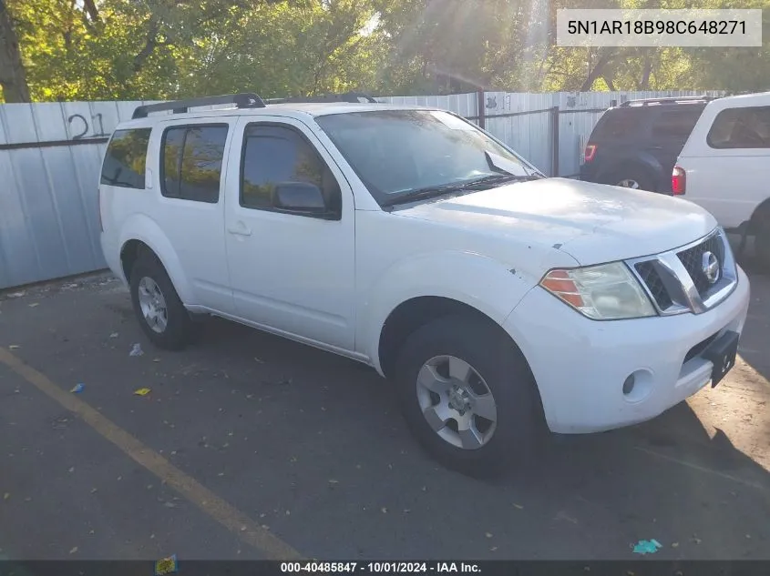 2008 Nissan Pathfinder S VIN: 5N1AR18B98C648271 Lot: 40485847