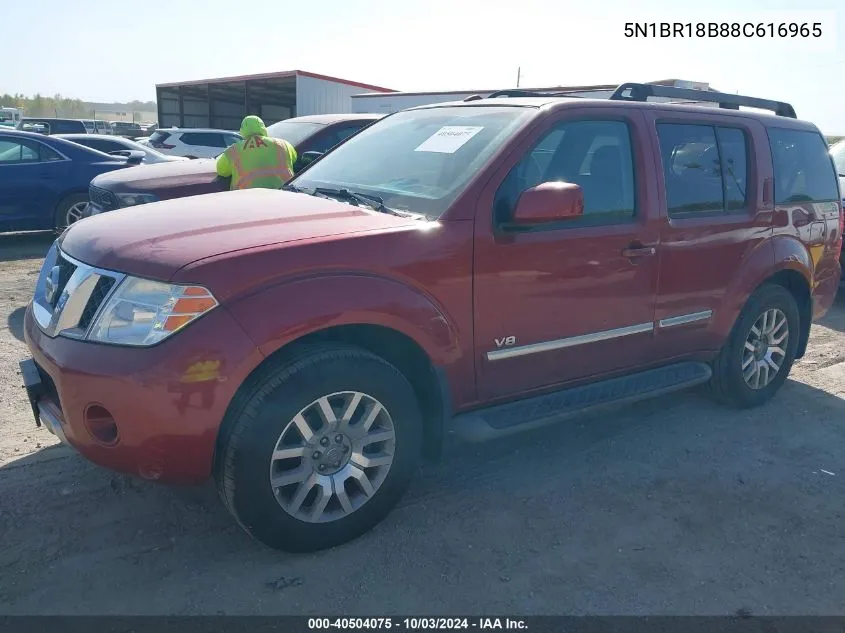 2008 Nissan Pathfinder Le V8 VIN: 5N1BR18B88C616965 Lot: 40504075