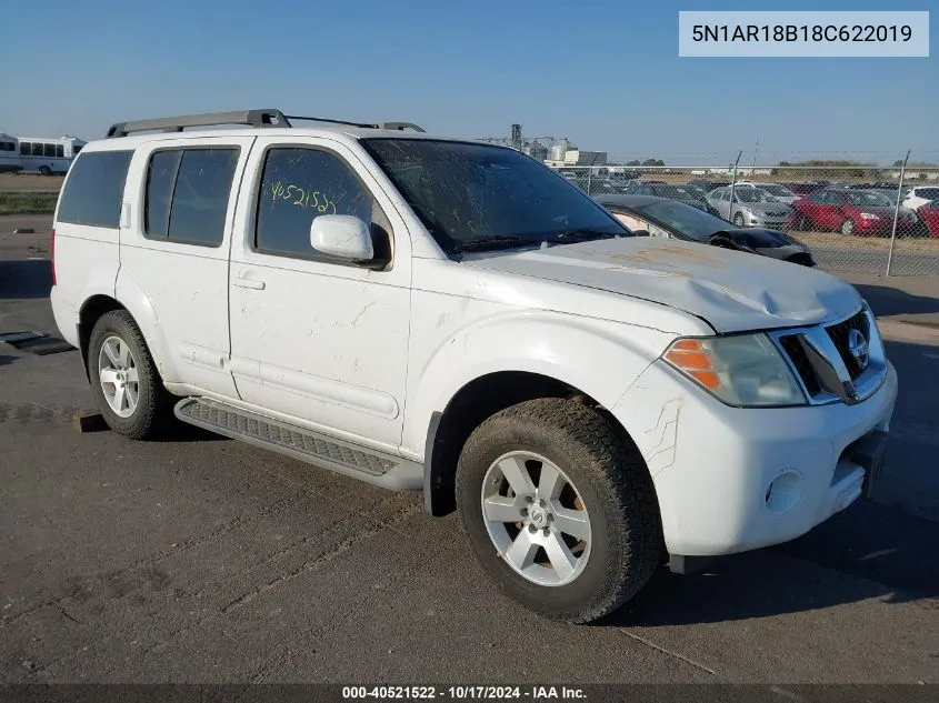 2008 Nissan Pathfinder Se VIN: 5N1AR18B18C622019 Lot: 40521522