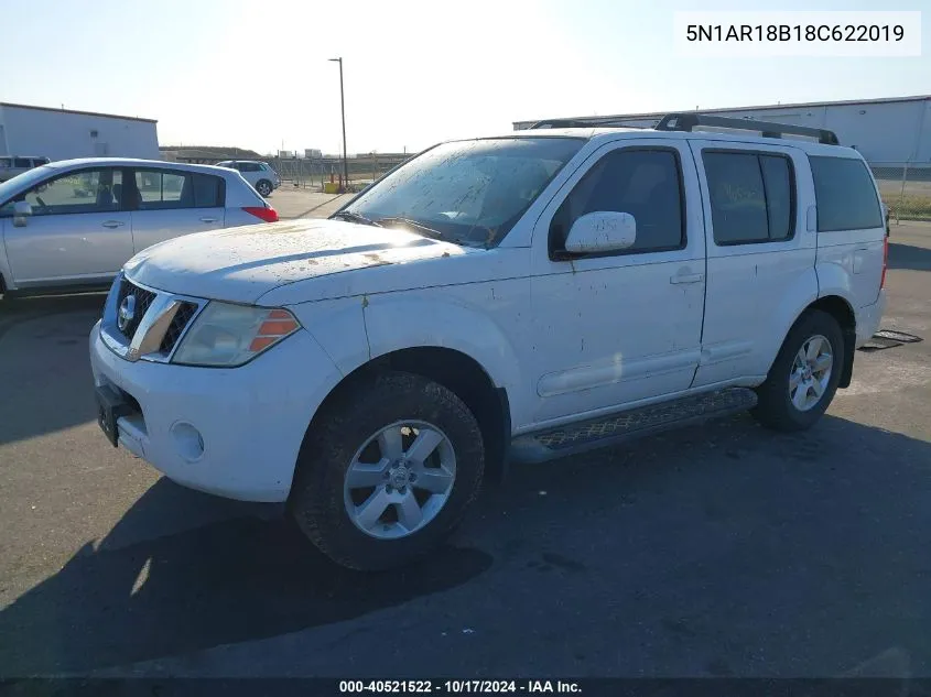 2008 Nissan Pathfinder Se VIN: 5N1AR18B18C622019 Lot: 40521522