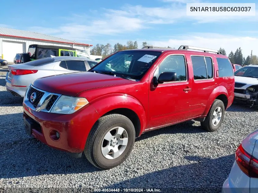 2008 Nissan Pathfinder S VIN: 5N1AR18U58C603037 Lot: 40534448