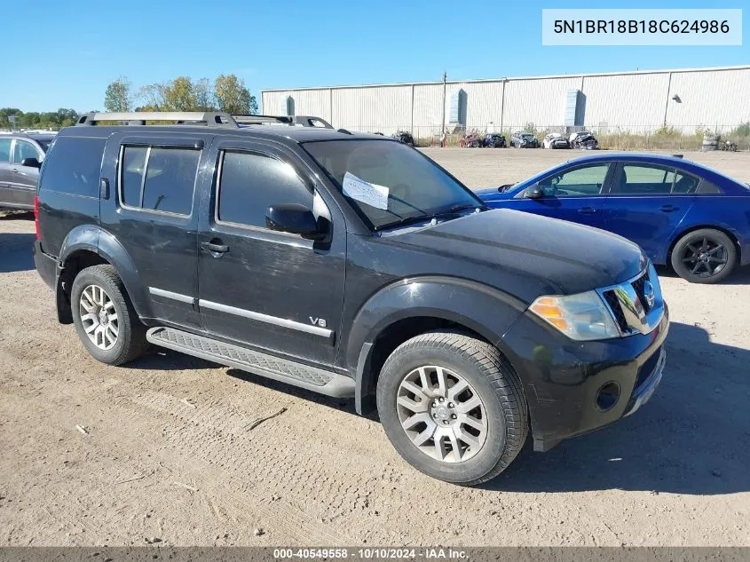 2008 Nissan Pathfinder Le V8 VIN: 5N1BR18B18C624986 Lot: 40549558