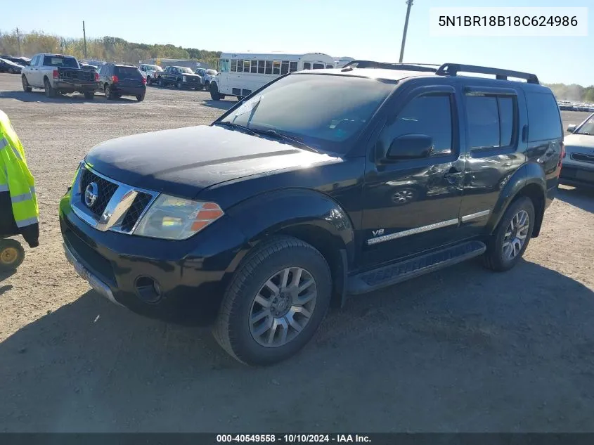 2008 Nissan Pathfinder Le V8 VIN: 5N1BR18B18C624986 Lot: 40549558