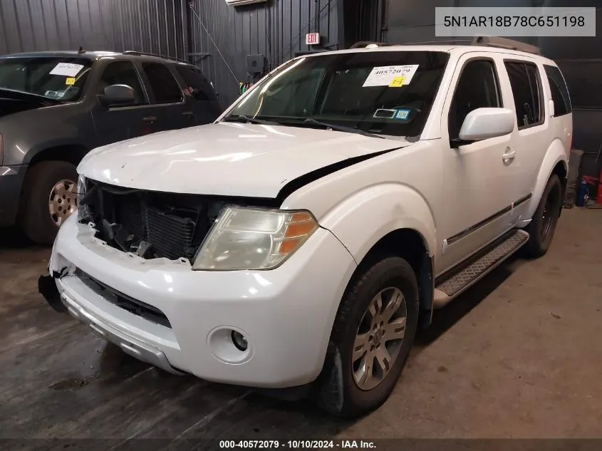 2008 Nissan Pathfinder Le VIN: 5N1AR18B78C651198 Lot: 40572079