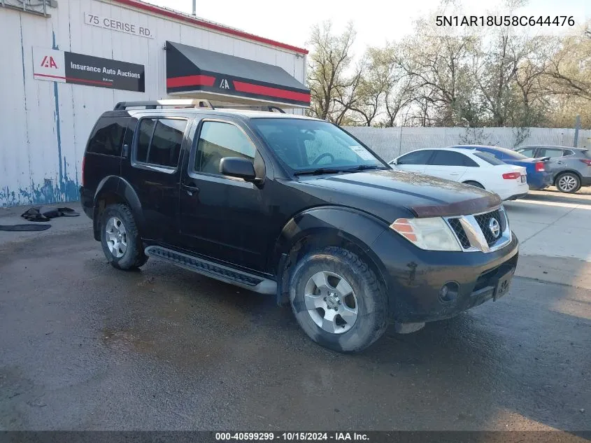 2008 Nissan Pathfinder S VIN: 5N1AR18U58C644476 Lot: 40599299