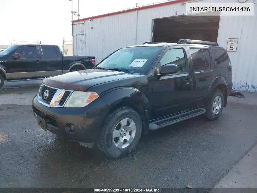 2008 Nissan Pathfinder S VIN: 5N1AR18U58C644476 Lot: 40599299