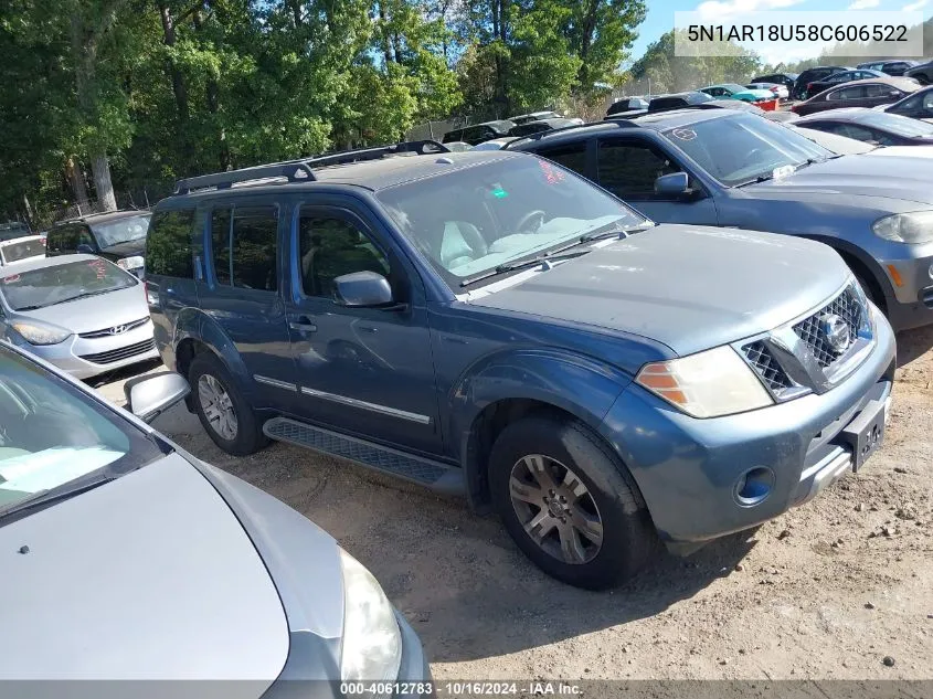 2008 Nissan Pathfinder Le VIN: 5N1AR18U58C606522 Lot: 40612783