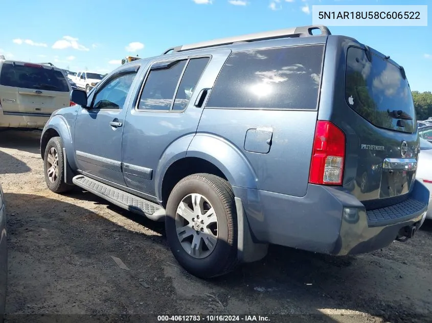 2008 Nissan Pathfinder Le VIN: 5N1AR18U58C606522 Lot: 40612783