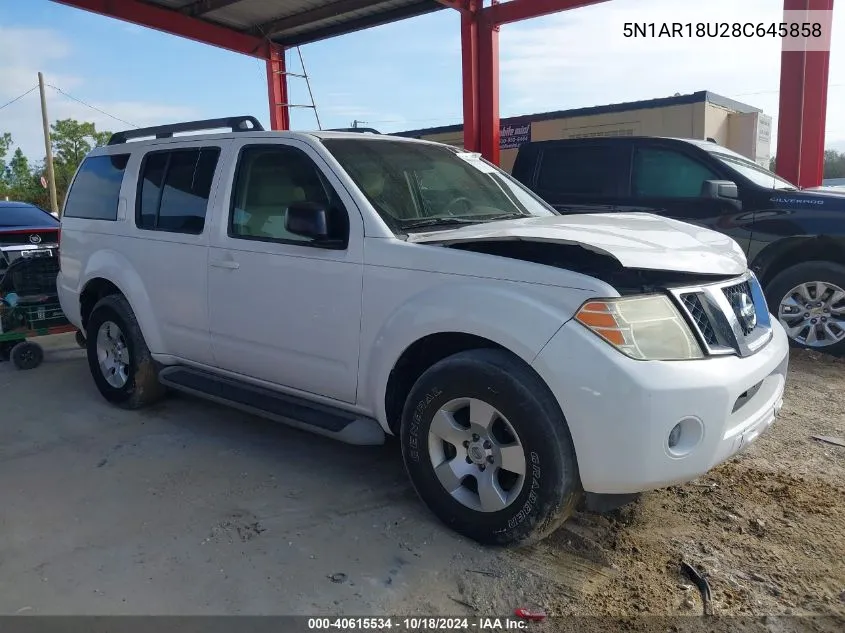 2008 Nissan Pathfinder S VIN: 5N1AR18U28C645858 Lot: 40615534