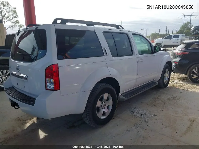 2008 Nissan Pathfinder S VIN: 5N1AR18U28C645858 Lot: 40615534