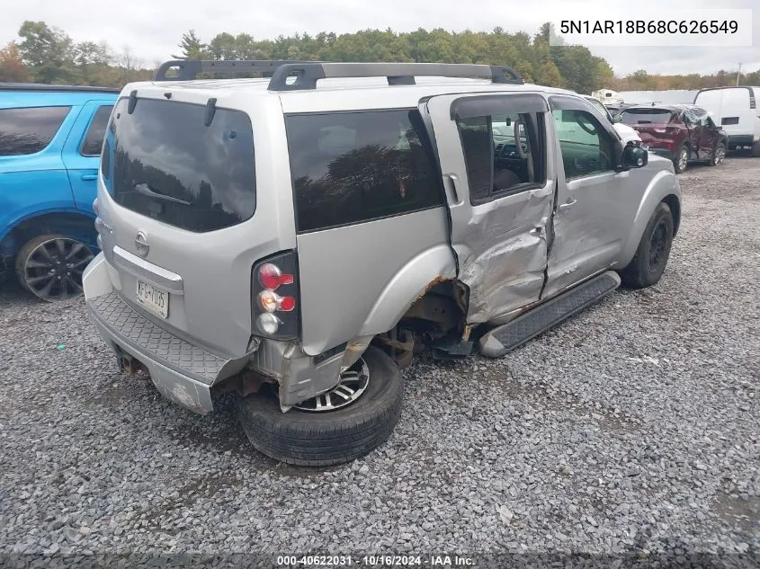 2008 Nissan Pathfinder S VIN: 5N1AR18B68C626549 Lot: 40622031