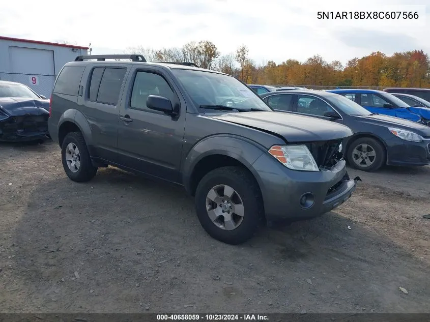 2008 Nissan Pathfinder S VIN: 5N1AR18BX8C607566 Lot: 40658059