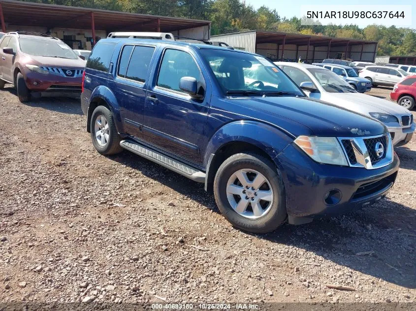 2008 Nissan Pathfinder Se VIN: 5N1AR18U98C637644 Lot: 40683180