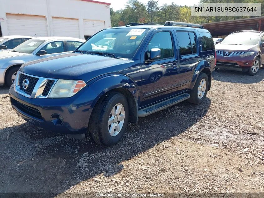 2008 Nissan Pathfinder Se VIN: 5N1AR18U98C637644 Lot: 40683180