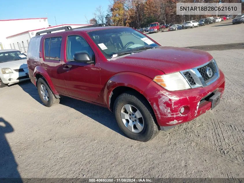 2008 Nissan Pathfinder S VIN: 5N1AR18B28C621610 Lot: 40693380