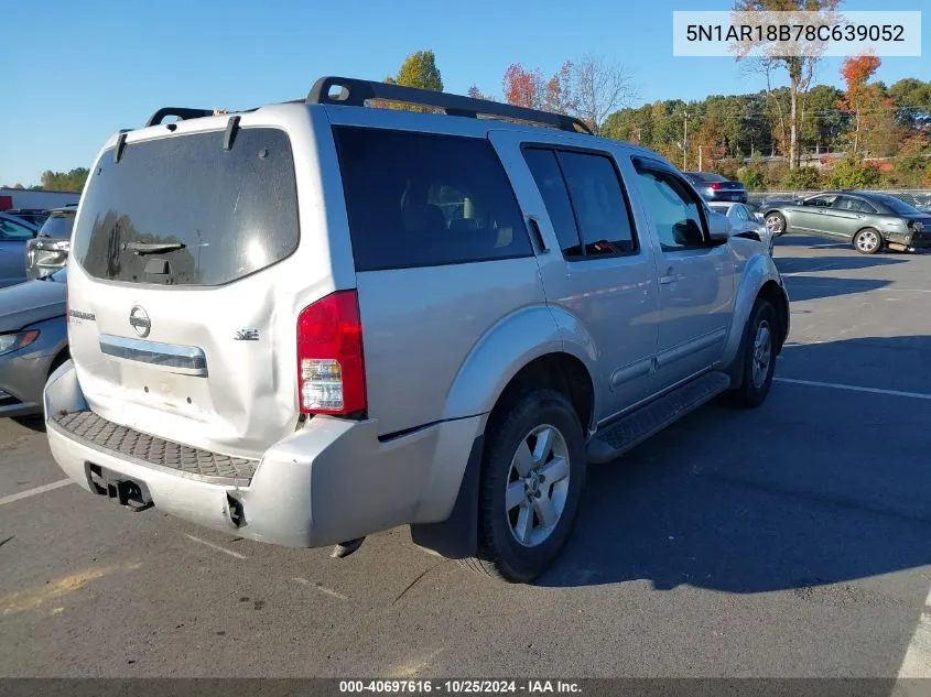 2008 Nissan Pathfinder Se VIN: 5N1AR18B78C639052 Lot: 40697616