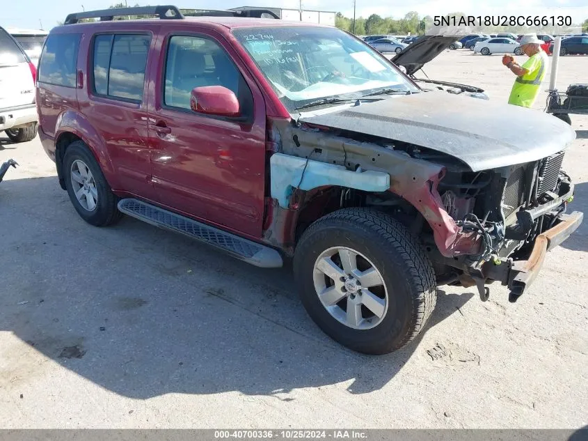 2008 Nissan Pathfinder Se VIN: 5N1AR18U28C666130 Lot: 40700336