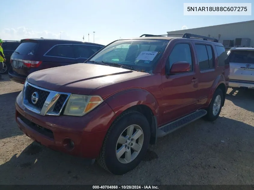 2008 Nissan Pathfinder Se VIN: 5N1AR18U88C607275 Lot: 40704868