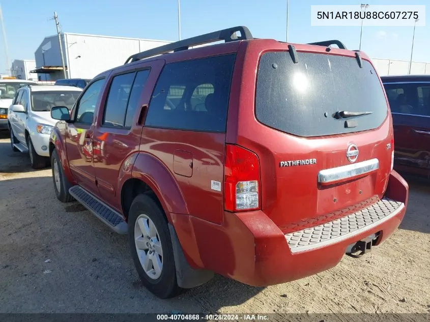 2008 Nissan Pathfinder Se VIN: 5N1AR18U88C607275 Lot: 40704868