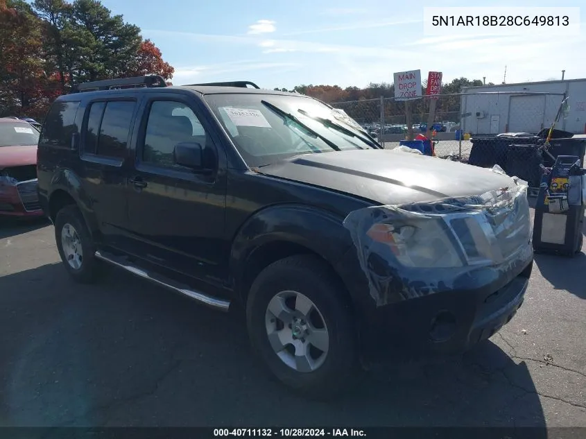 2008 Nissan Pathfinder S VIN: 5N1AR18B28C649813 Lot: 40711132