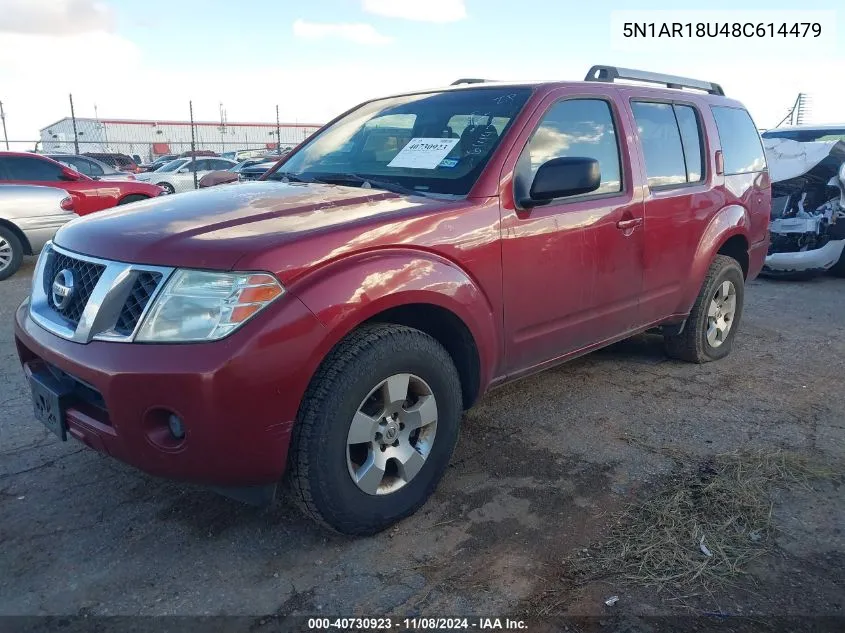 2008 Nissan Pathfinder S VIN: 5N1AR18U48C614479 Lot: 40730923