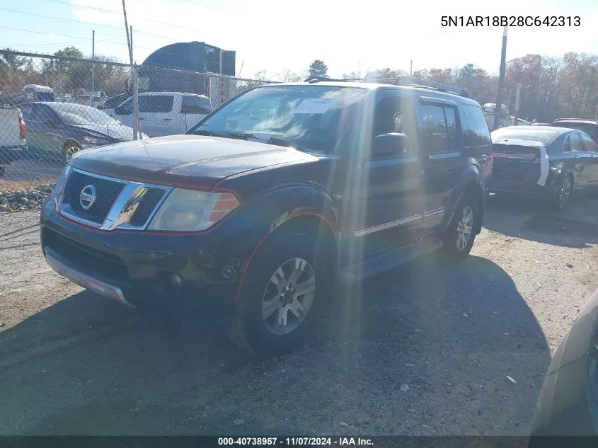 2008 Nissan Pathfinder Le VIN: 5N1AR18B28C642313 Lot: 40738957