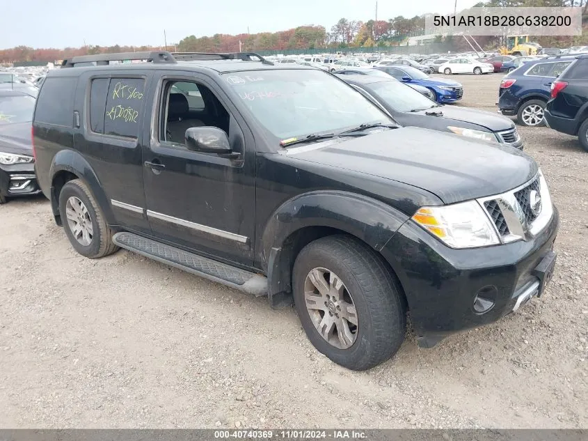 2008 Nissan Pathfinder Le VIN: 5N1AR18B28C638200 Lot: 40740369