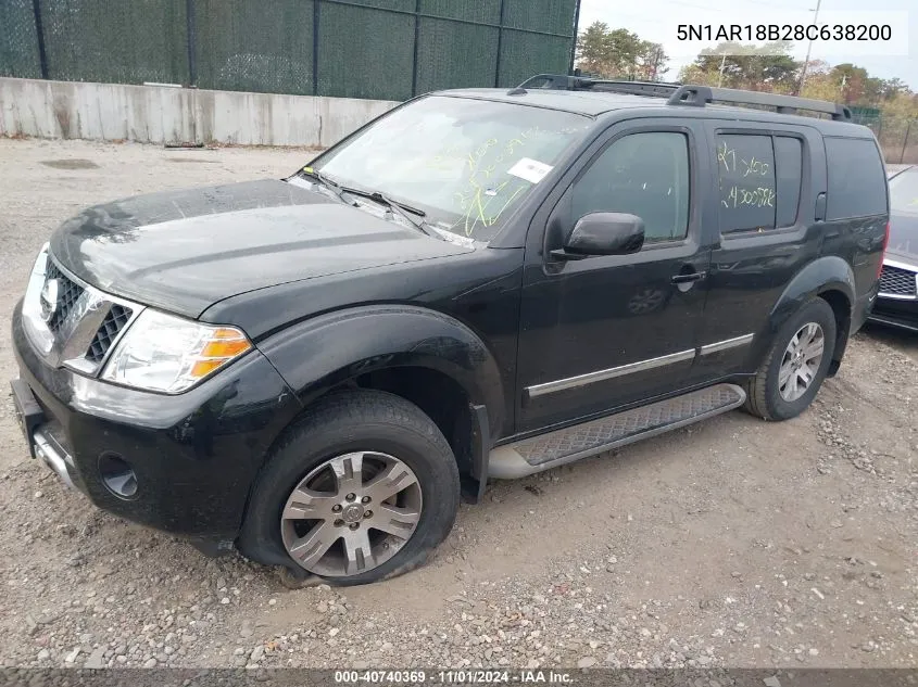 2008 Nissan Pathfinder Le VIN: 5N1AR18B28C638200 Lot: 40740369