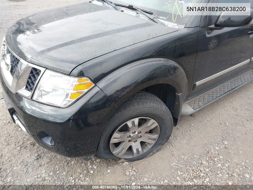 2008 Nissan Pathfinder Le VIN: 5N1AR18B28C638200 Lot: 40740369