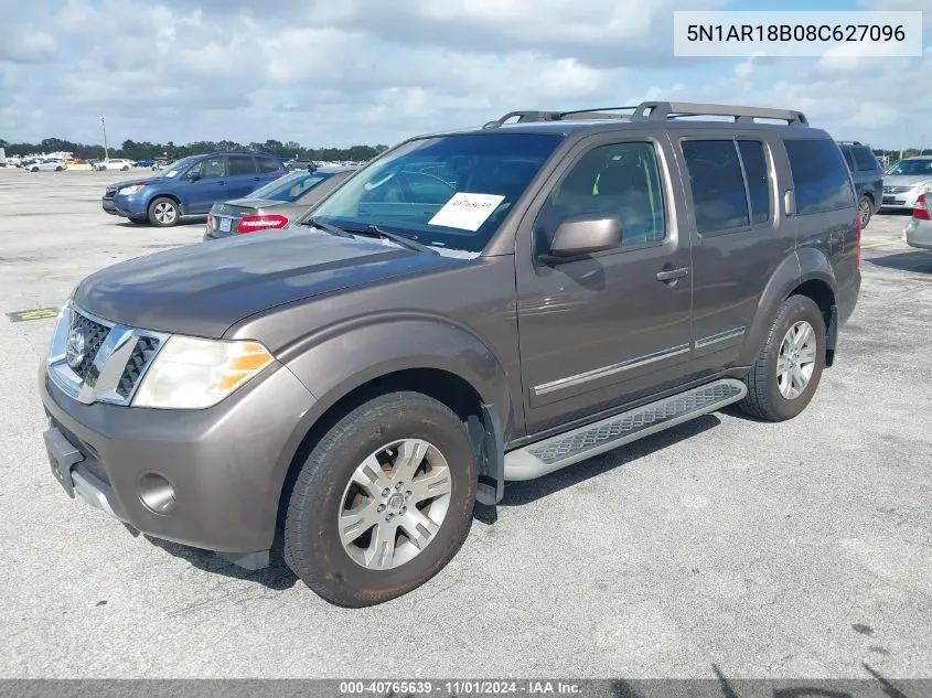 2008 Nissan Pathfinder Le VIN: 5N1AR18B08C627096 Lot: 40765639