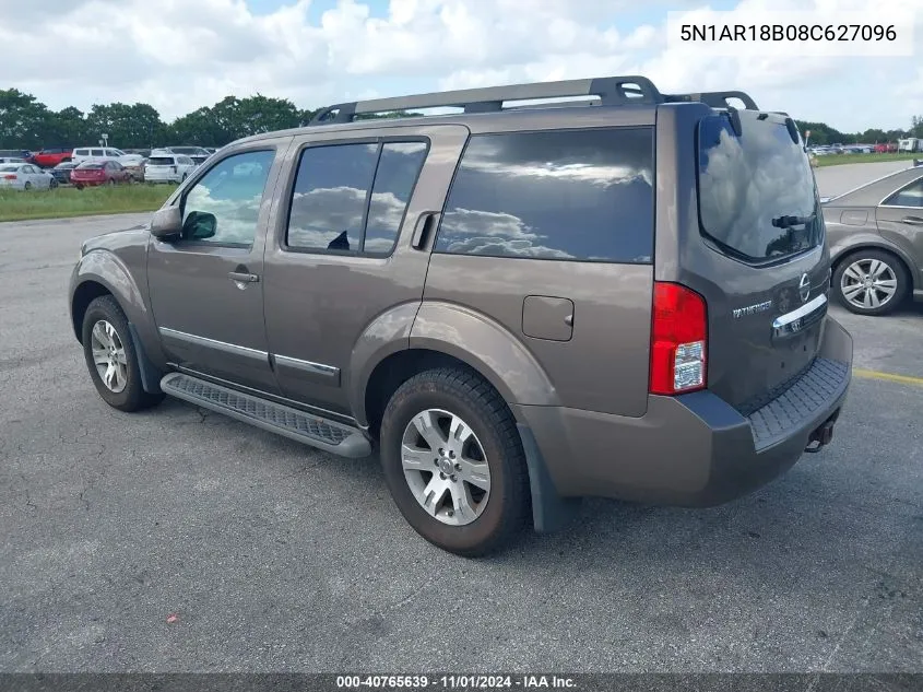 2008 Nissan Pathfinder Le VIN: 5N1AR18B08C627096 Lot: 40765639