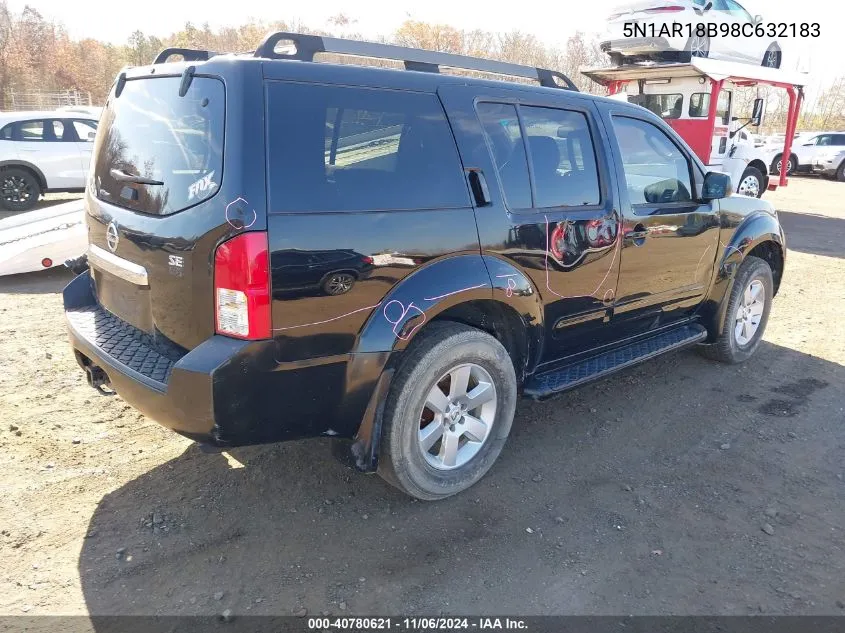 2008 Nissan Pathfinder Se VIN: 5N1AR18B98C632183 Lot: 40780621