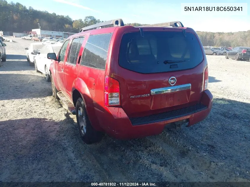 2008 Nissan Pathfinder S VIN: 5N1AR18U18C650341 Lot: 40781932