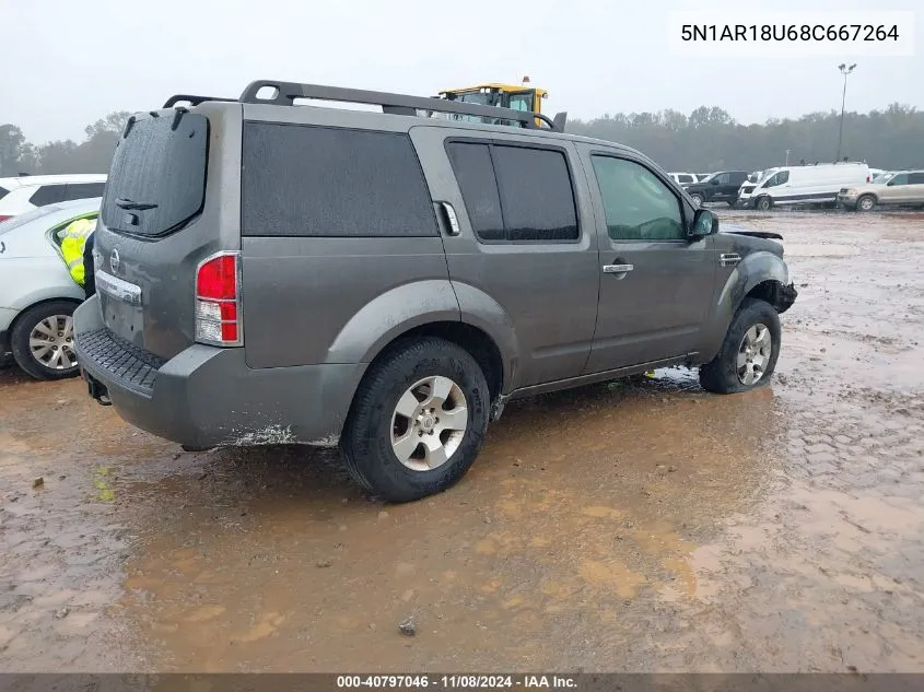 2008 Nissan Pathfinder S VIN: 5N1AR18U68C667264 Lot: 40797046